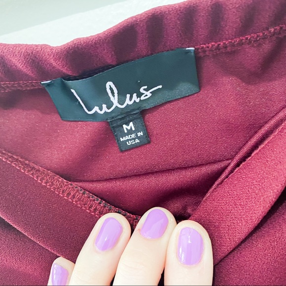 ✨ Lulu’s | Alleyoop Burgundy OTS Jumpsuit - Picture 6 of 10